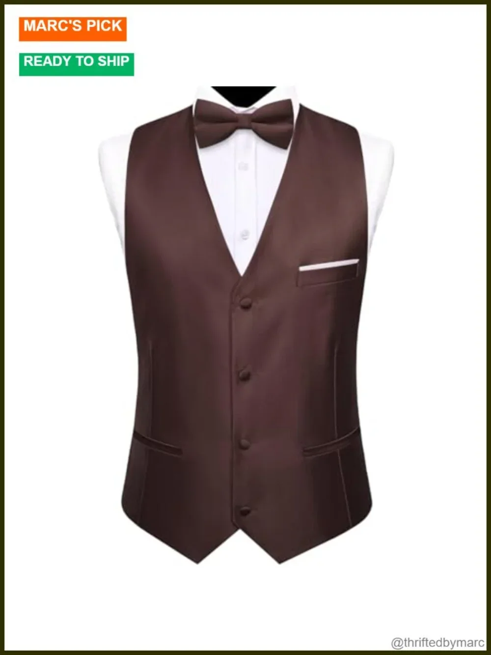 Vest Set with Bowtie Necktie Handkerchief Cufflinks Lapel Pin Tie Clip
